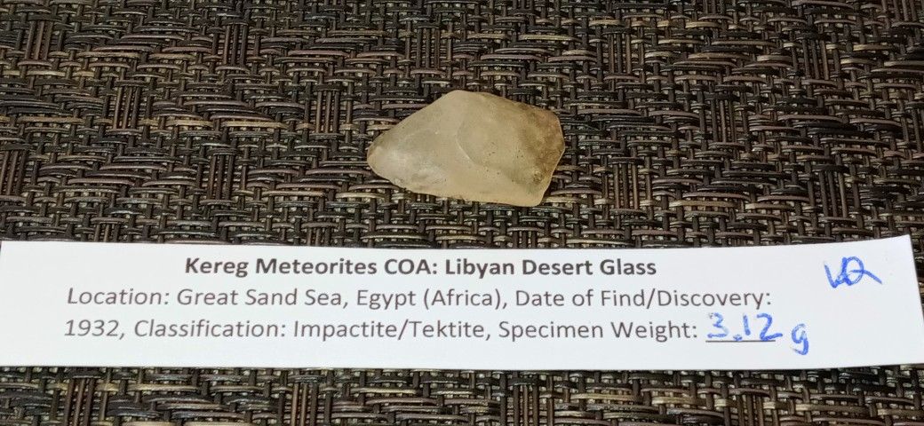 Translucent Libyan Desert Comet/Meteorite Impactite/Tektite Glass 3.12 grams good for jewelry piece