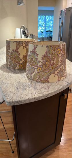 Paisley Fabric Drum Lamp Shades – Set of 2