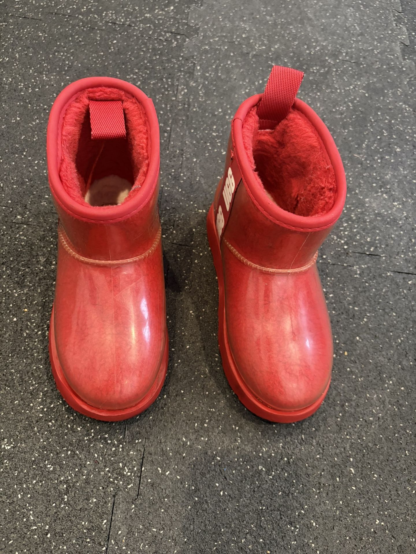 UGG Kids Classic Clear Mini II Red Waterproof Snow Boots Size 12
