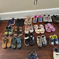 Whole lot of kids shoes. 