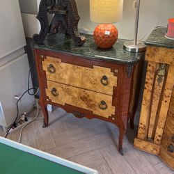 2 Antique End Tables W Italian Marble Top
