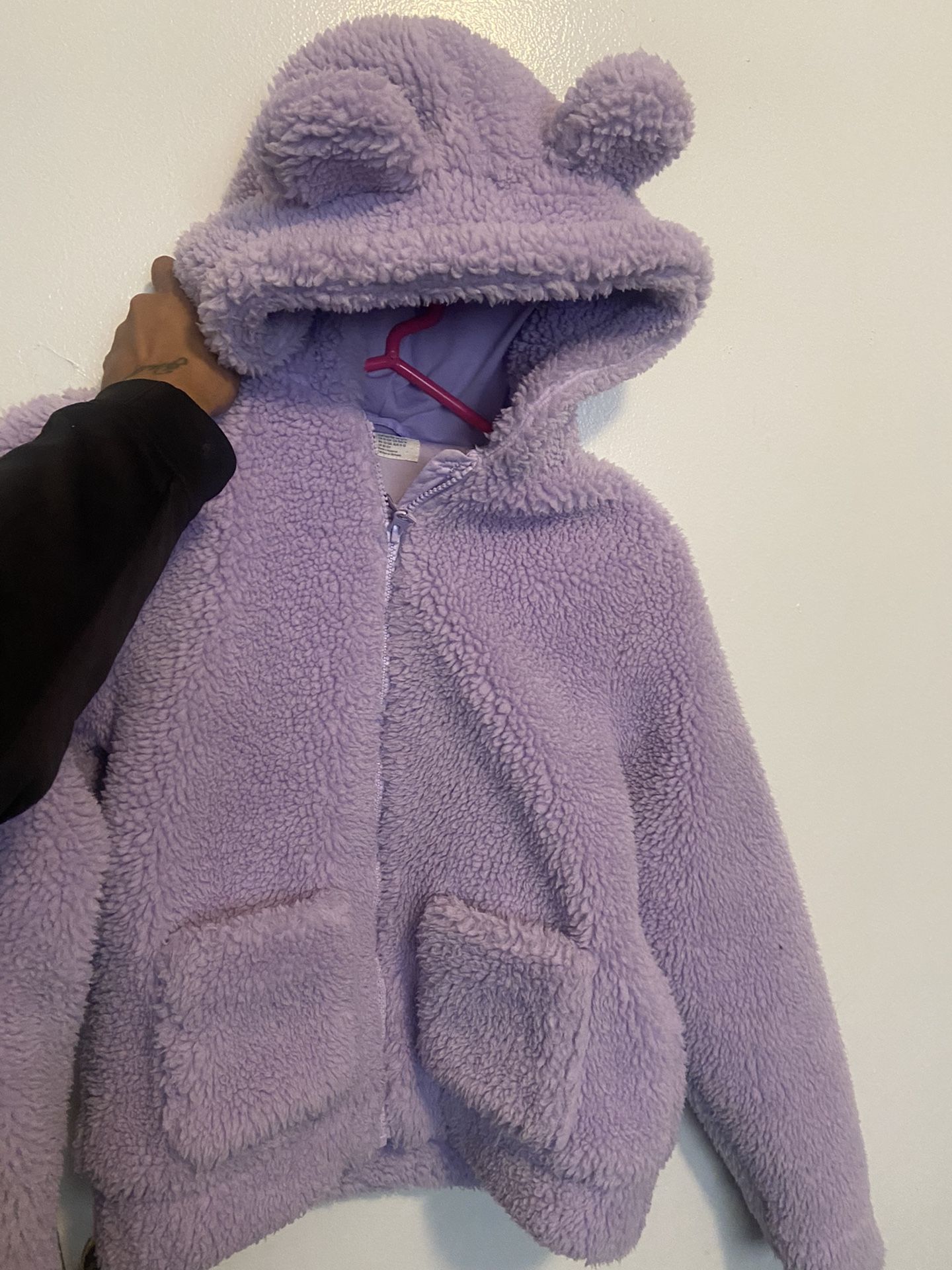 Girls Purple Fluffy Jacket