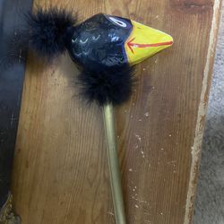 Vintage Hand Made Paper Moche Crow Rattler