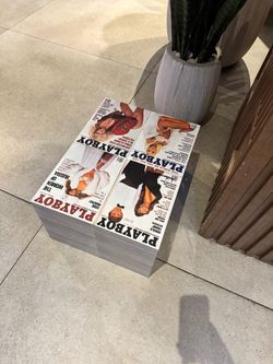 Playboy magazine wood table