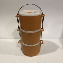 Vintage Stacking Containers Set With Rack 