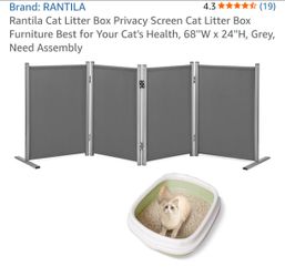 Privacy Screen  For Cat Litter Box Furniture Best for Your Cat's Health, 68''W x 24''H, Grey