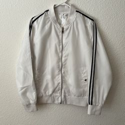 Vintage style white and black bomber jacket Size XL