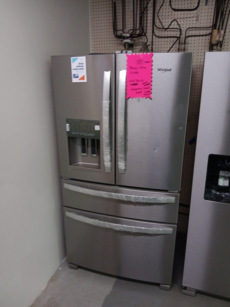 Whirlpool  3 Door Refrigerator. Retail $2,698