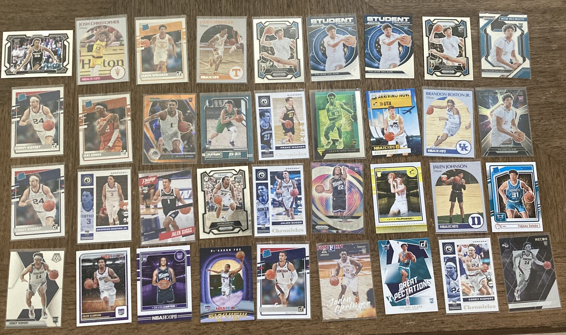 36 card lot NBA Basketball rookies etc NCAA Prizm , Bowman U etc .basketball cards