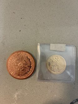 Copper Aztec Coin and proof coin