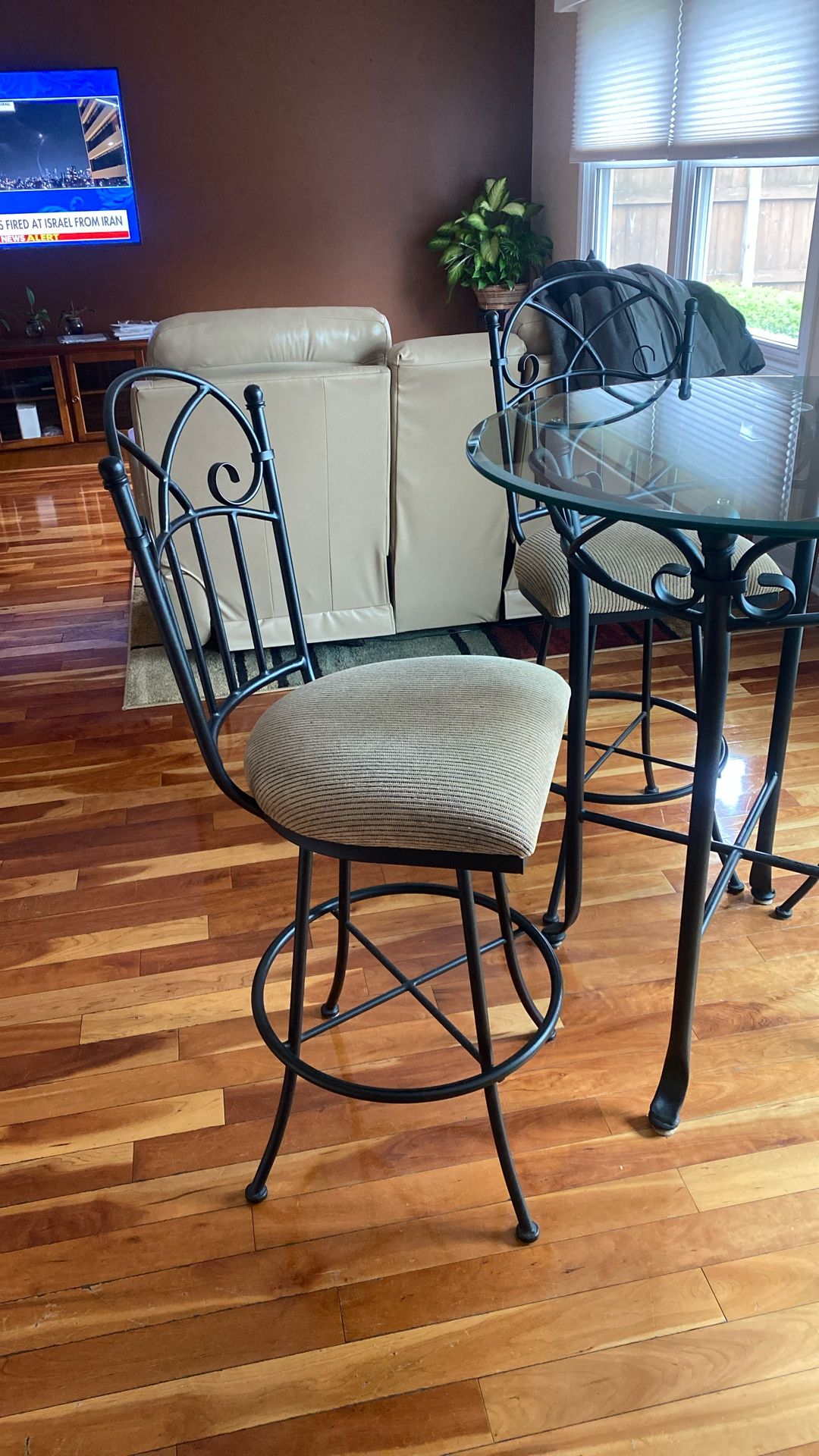 Pub Height Beveled Glass Table.
