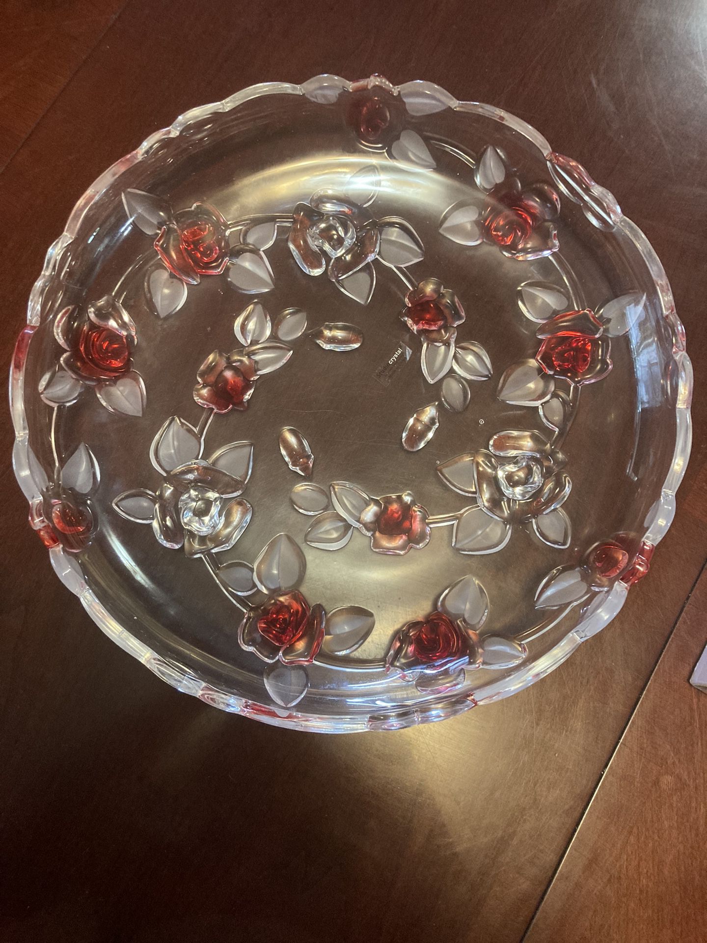 Rose Bouquet (Fine Crystal )12” Serving Platter
