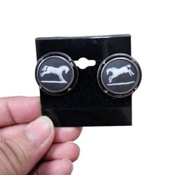 Vintage Rainbow Sterling Silver Wedgwood Jasperware Prancing Horses Cuff Links
