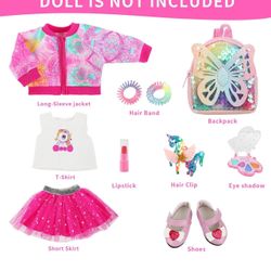 Clothes and Accessories Makeup Set For 18” Doll. (Doll Not Included). 