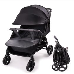 Lvvbaby Double Stroller w/ Adjustable Canopy