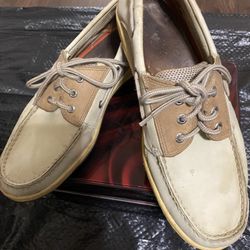 SPERRY  TOP SIDER  Billfish 3-Eye Boat Shoes Leather Elk Color Mesh Size 10.5M