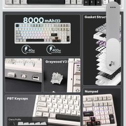 EPOMAKER x Aula F99 Wireless Mechanical Keyboard, Hot Swappable Gasket Custom Gaming Keyboard with Five-Layer Padding, BT/2.4GHz/USB-C, 8000mAh Batter