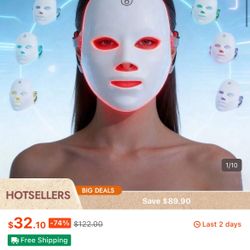 7-Color LED Light Mask - Rechargeable, USB-Powered With 400mAh Lithium Battery, Fragrance-Free, White - Ideal For Skin Care & Beauty Regimens, Light F