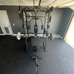 Vesta Fitness Smith Machine 2001 w/Bench Attachment | 230lb Bumpers Weights | 7ft Olympic Bar | Fitness | Gym Equipment | FREE DELIVERY🚚 