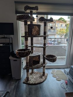 Leopard print cat tree