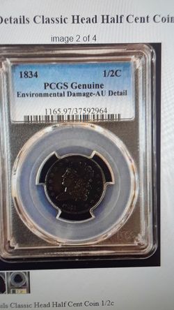 1834 PCGS AU Details Classic Head Half Penny