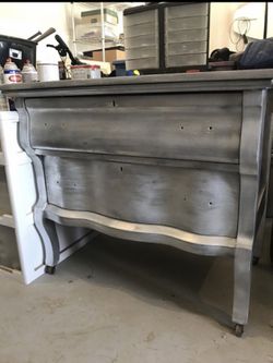 Platinum finish antique dresser