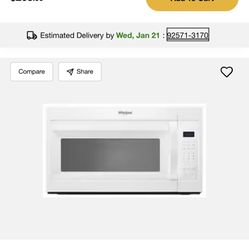 White Brand New Whirlpool Microwave