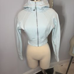 Lululemon Scuba Hoodie Womens Full Zip Cropped Light Baby Blue XS