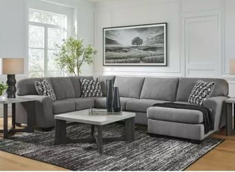 3 piece Gray Sectional Sofa Right or Left Facing Chaise 141x93 Accent Pillows  Included pick up / delivery available