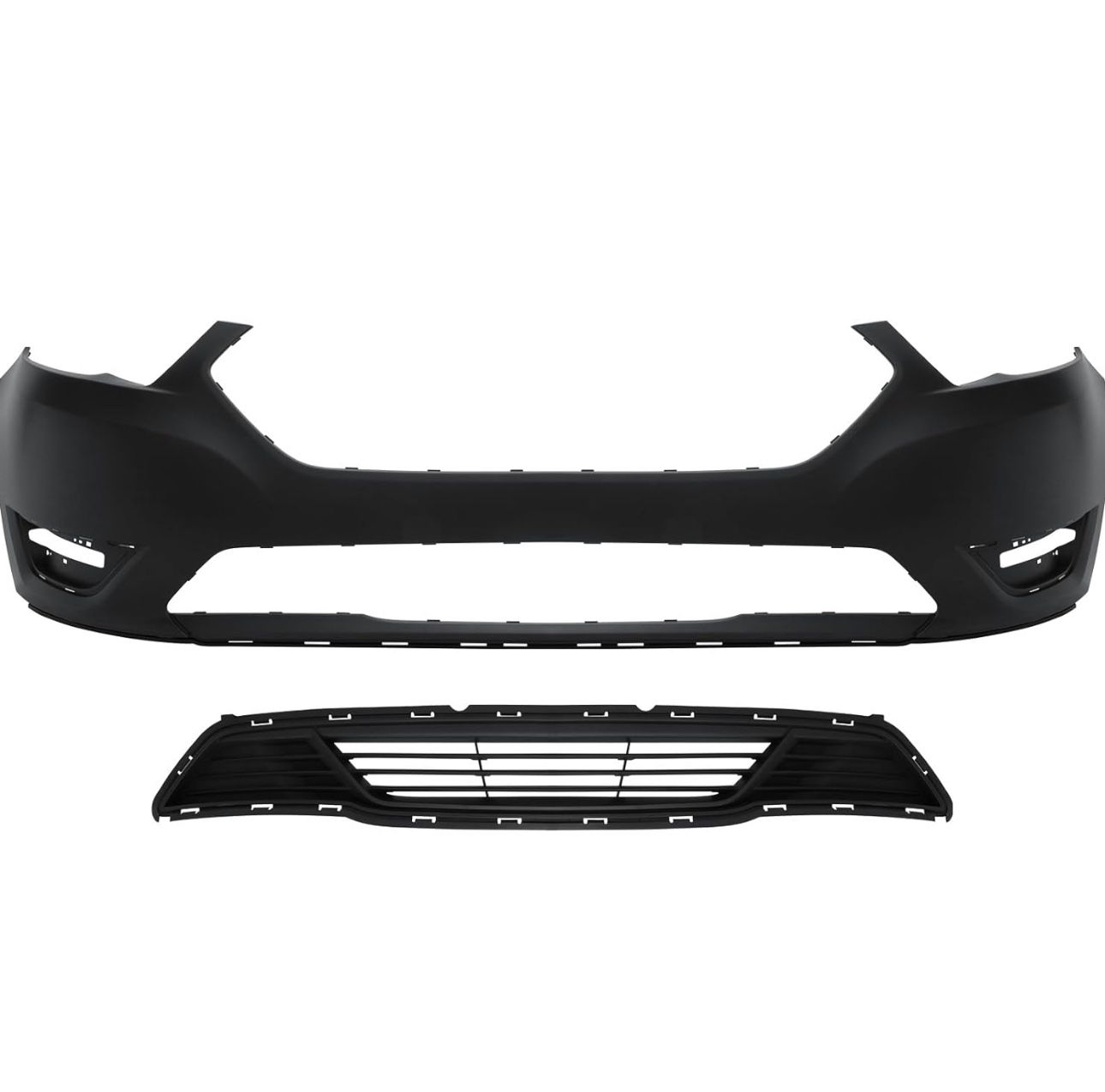 Front Bumper Cover with Lower Grille Grill Kit Fit for 2015 2016 2017 2018 2019 Ford Taurus