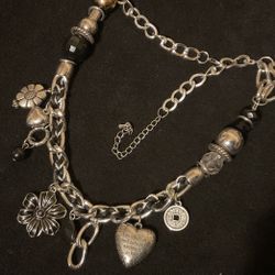 22” Solid SilverTone Chain Charm Necklace 