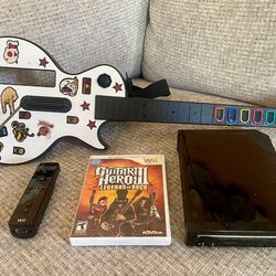 Nintendo Wii Console Bundle w/Guitar! Tested Working 