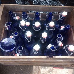 Old Antique Blue 20 Oz Bottles