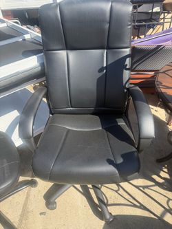 Black Faux Leather Office Chair with Wheels