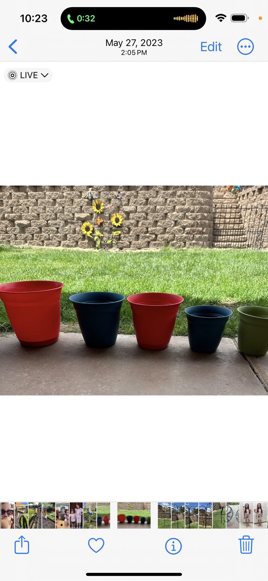 Five Plastic Flower Pots