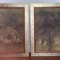 Large Framed Asian Art - Matching Set! rare to find together!