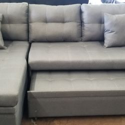 Reversible gray sofa chaise sectional