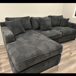 Brand New Corduroy Lined Comfy Fabric Sectional Set 