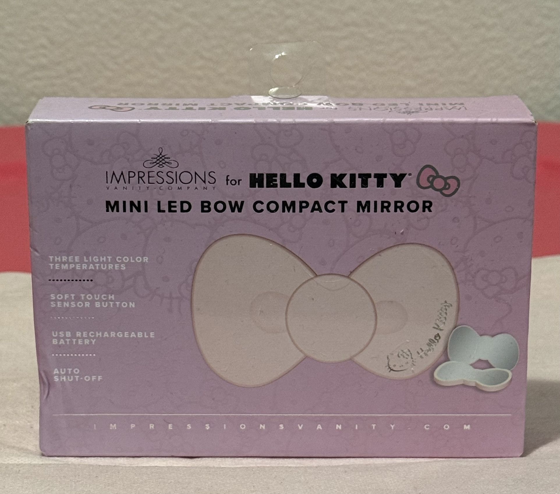 Hello Kitty Impressions Mini LED Bow Compact Mirror New