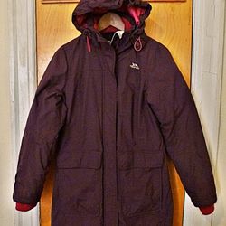 Trespass Women's Water Resistant Down Feather Hooded Parka Coat Jacket in Purple