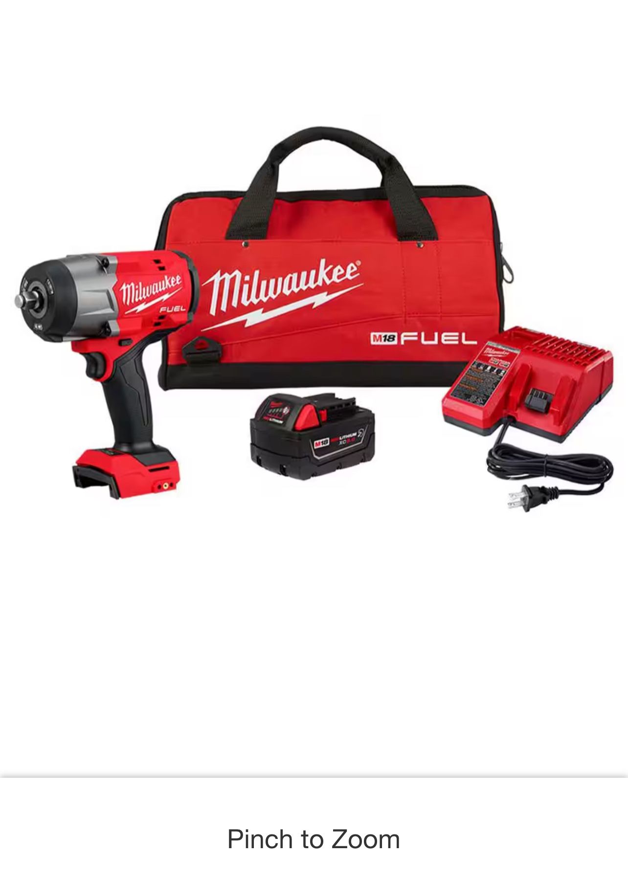M18 FUEL 18V Lithium-Ion Brushless Cordless 1/2 in. Impact Wrench w/Friction Ring Kit w/One 5.0 Ah Battery and Bag
