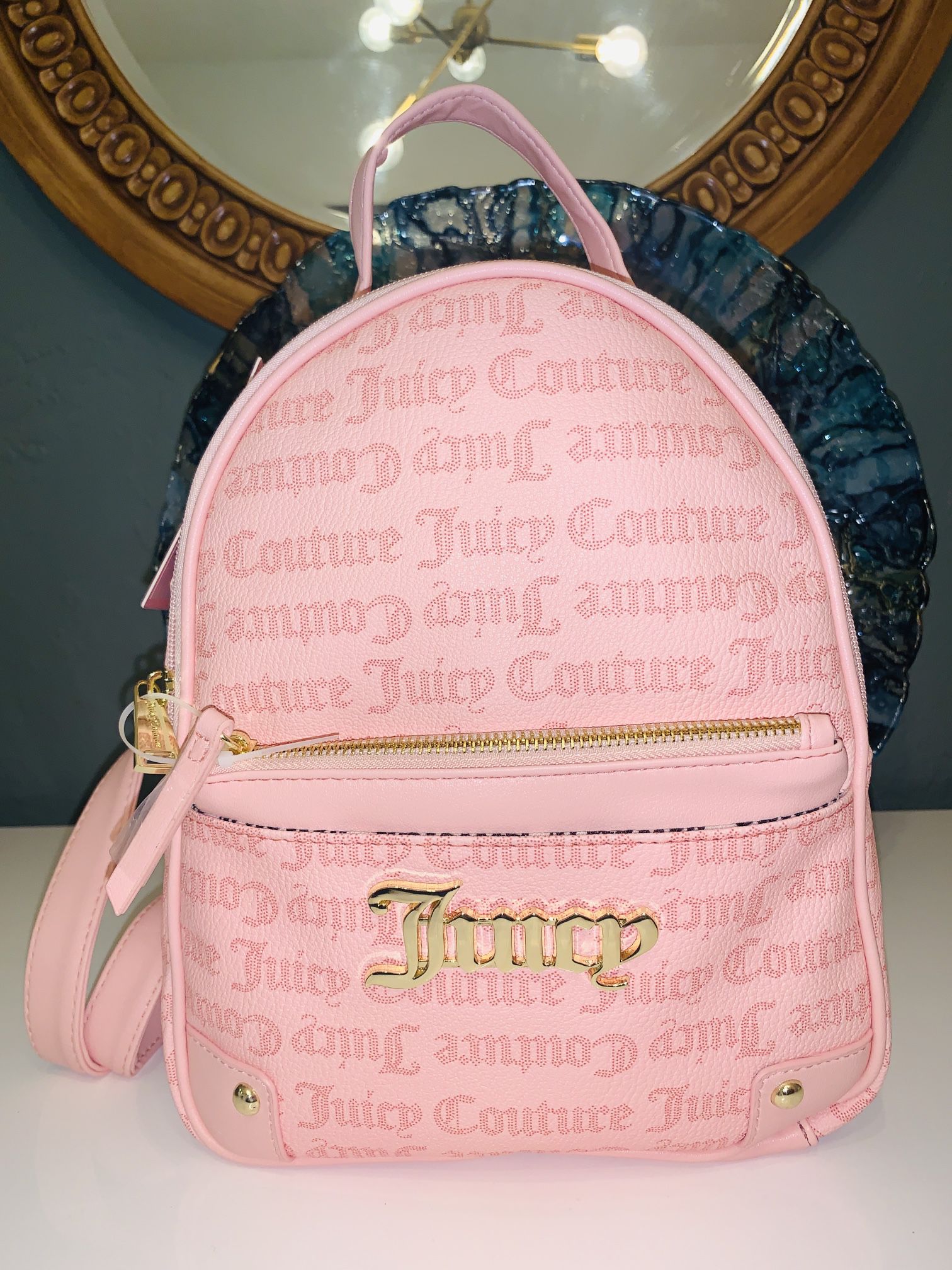 Juicy Couture Pink Macroon Logo Small Backpack w/ Wallet Pouch
