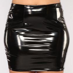 Black Latex Mini Skirt 