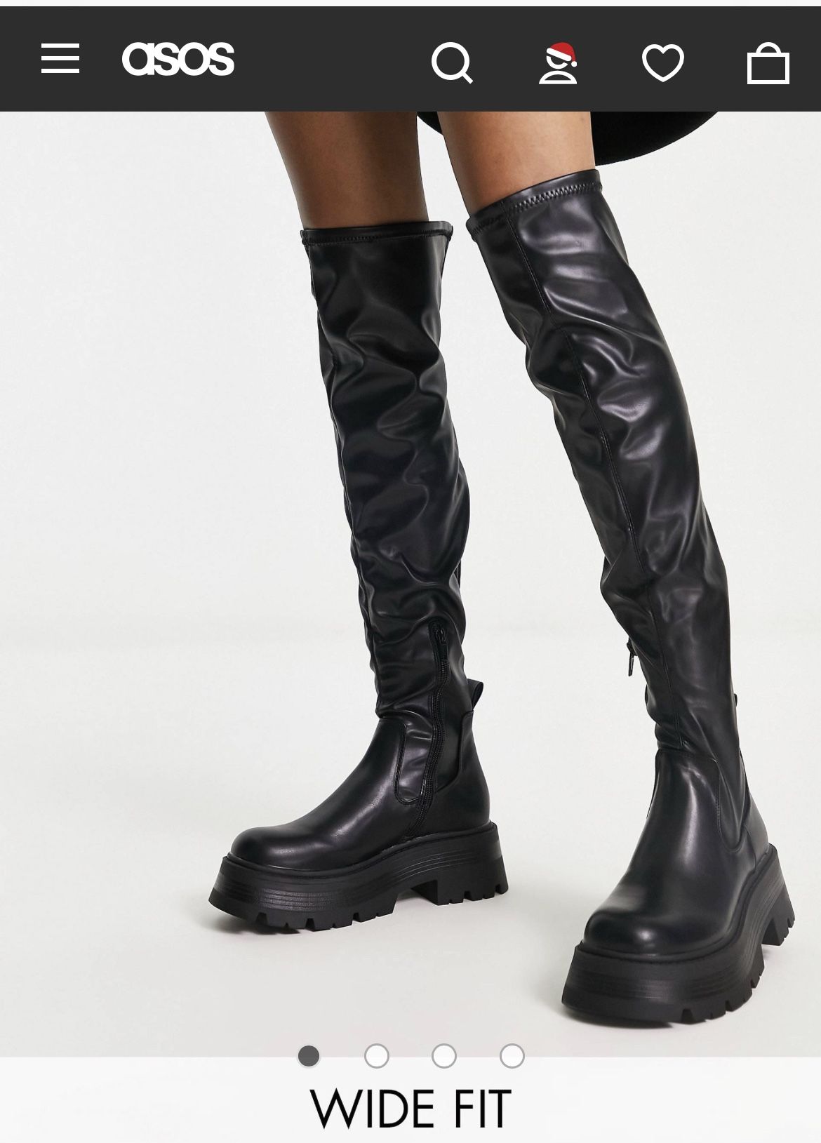 Pull&Bear wide fit thigh high chunky boot in black