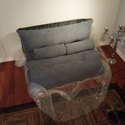 Lazy Sofa Adjutable Folding Futon With 2 Pillows