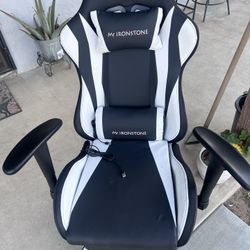 Mr IRONSTONE Gaming Chair with Speakers & LED Lights, Ergonomic Massage Office Chair with Footrest, 4D Armrests - Black 