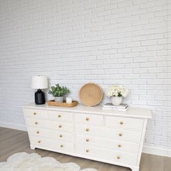 Bright White 10-Drawer Dresser with Antique Gold Hardware ✨ 