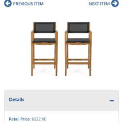 Ug2010 Acacia Wood Barstools  Teak And Blk