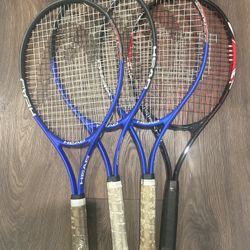 4 Tennis Racquets — Head Radical & Wilson Fusion XL — Great for Beginners or Practice Set