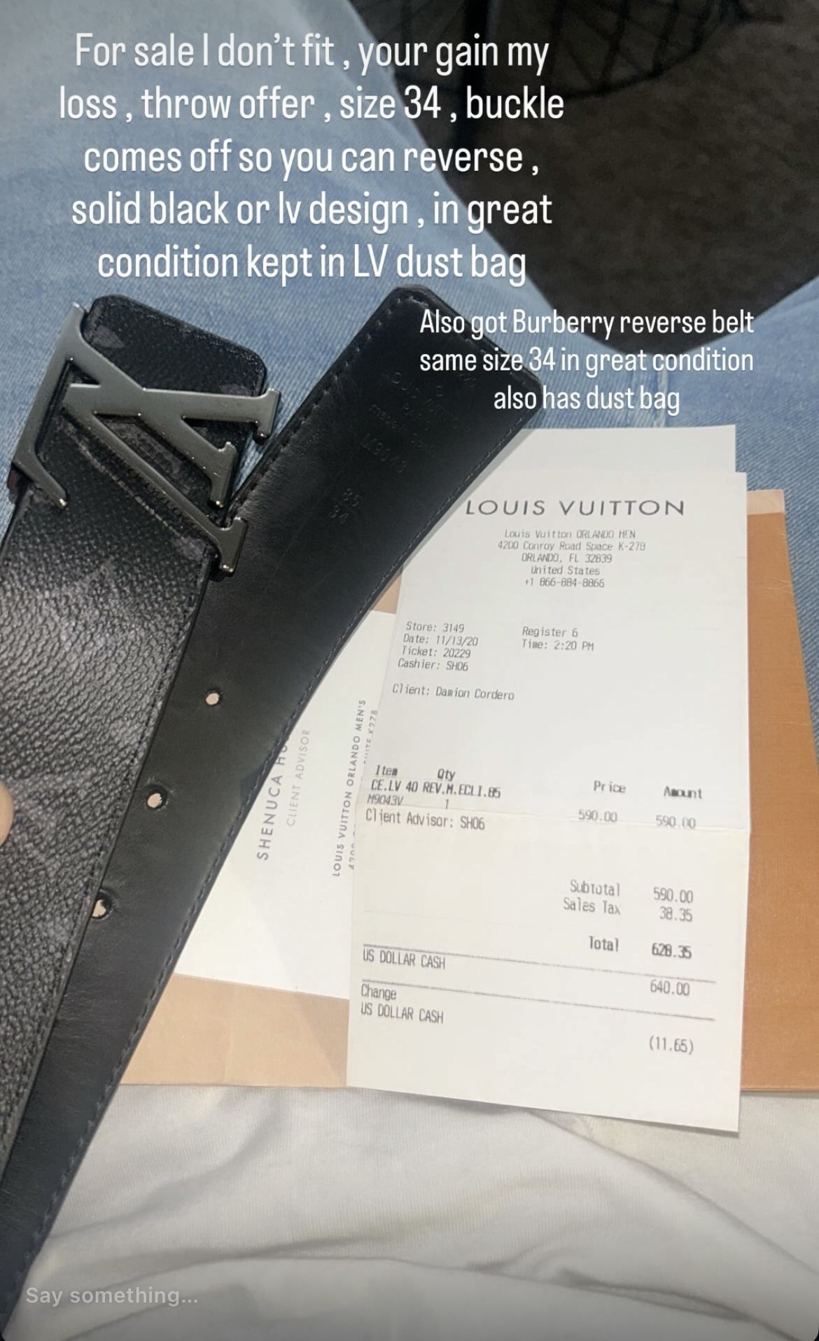 LV & Burberry Belts